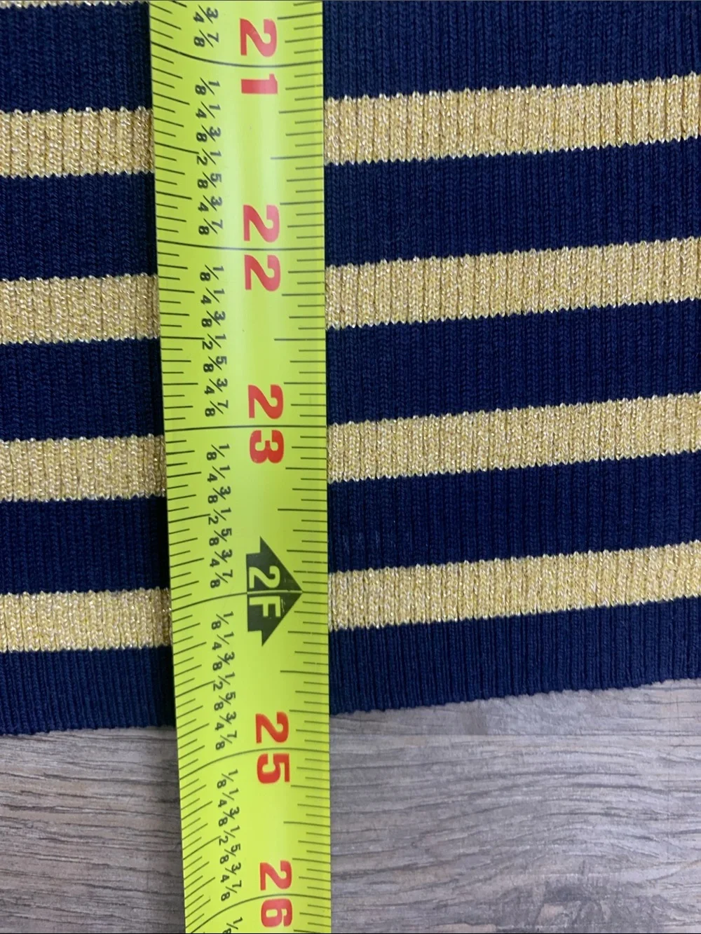 Michael Kors Navy and Yellow Striped Boatneck Sweater